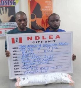 NDLEA Arrests India-Bound Brothers with Cocaine at Lagos Airport