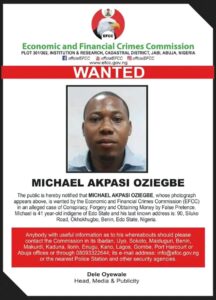 EFCC Declares Man Wanted Over Alleged Fraud